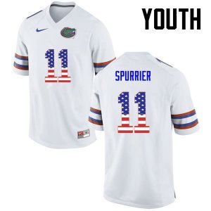 Youth Florida Gators #11 Steve Spurrier NCAA Nike White USA Flag Fashion Authentic Stitched College Football Jersey PIX8562RR